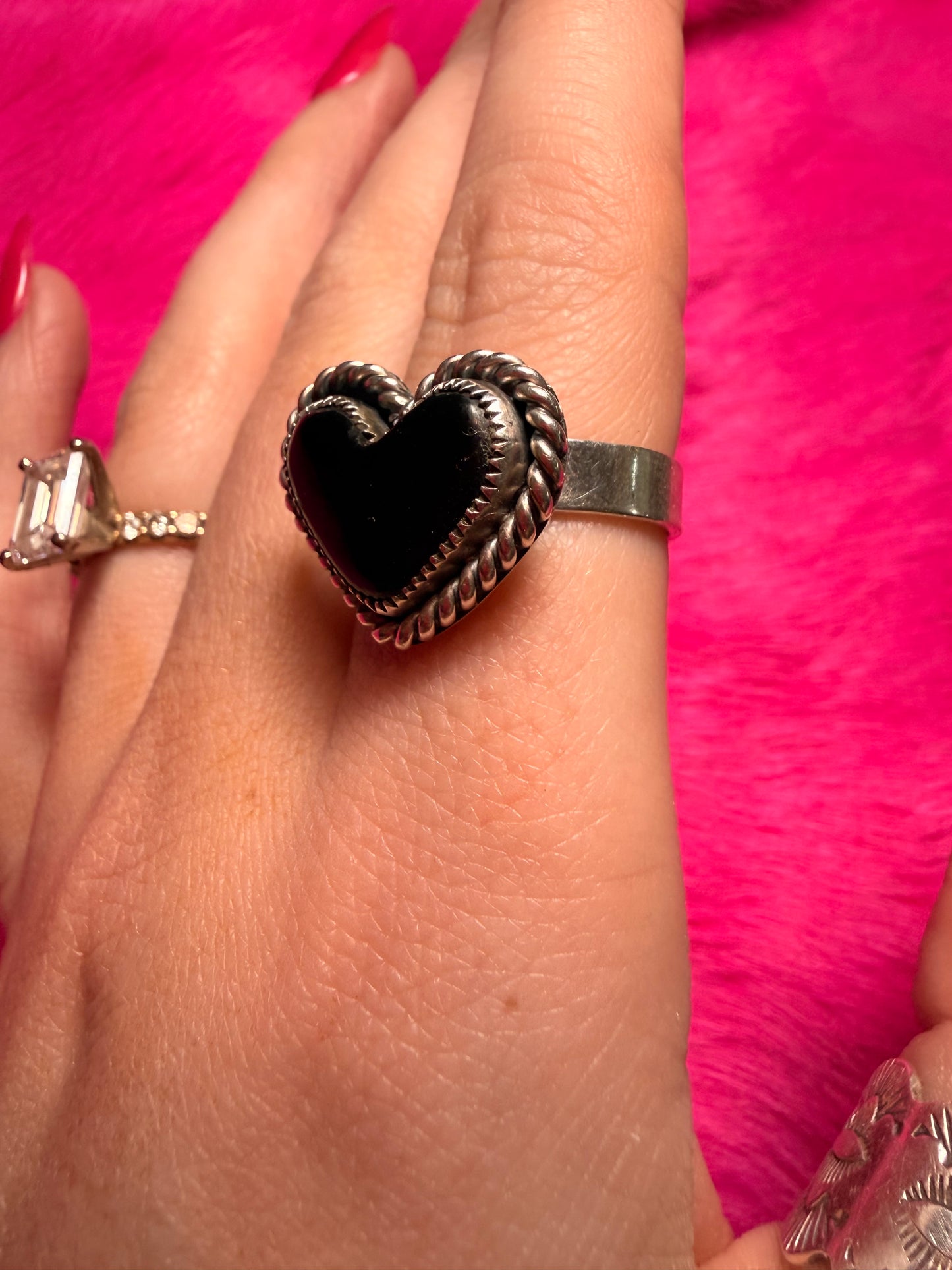 Adjustable Black onyx ring