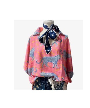 Cheetah lil blue top