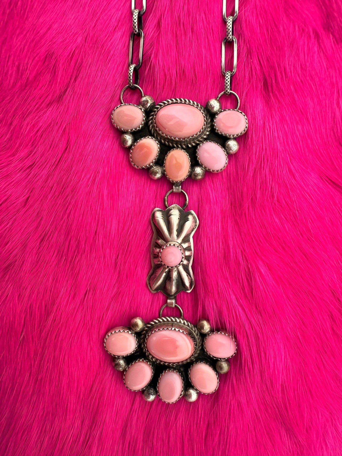 Pink Conch Double Cluster Necklace
