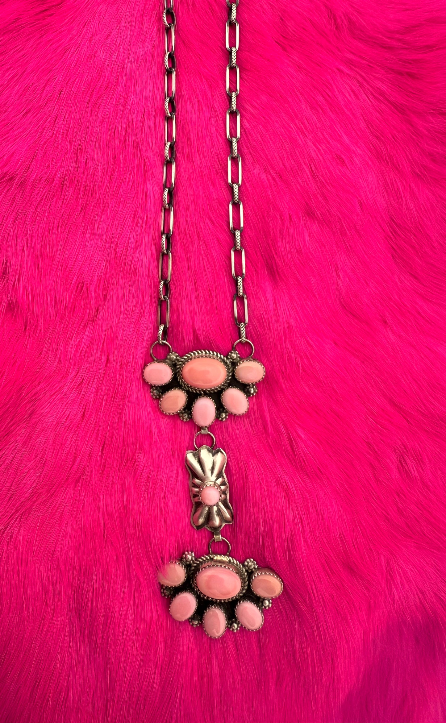 Pink Conch Double Cluster Necklace