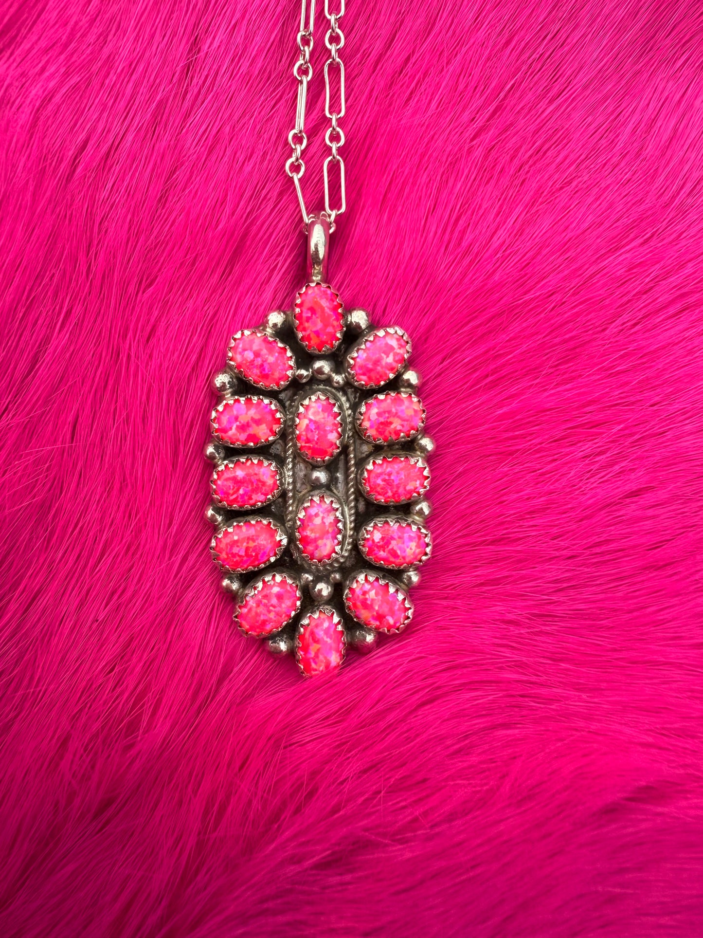 Barbie Pink Cluster Opal Necklace
