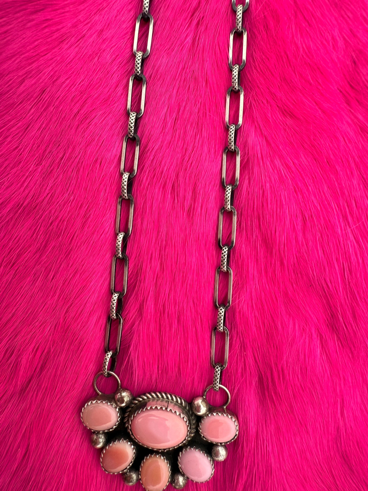 Pink Conch Double Cluster Necklace