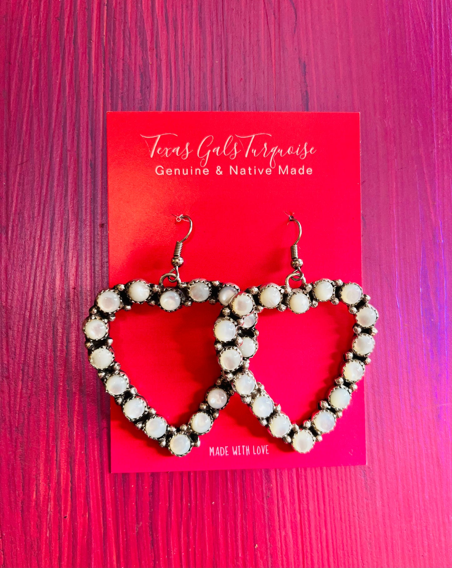 Mother of Pearl Cluster Heart Earrings