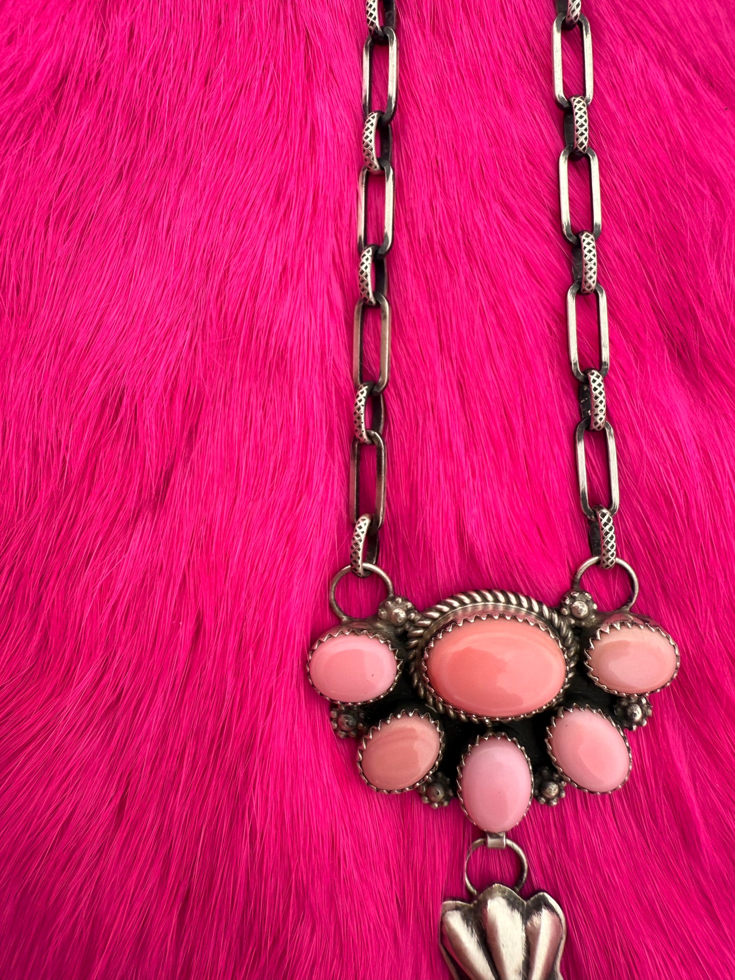 Pink Conch Double Cluster Necklace