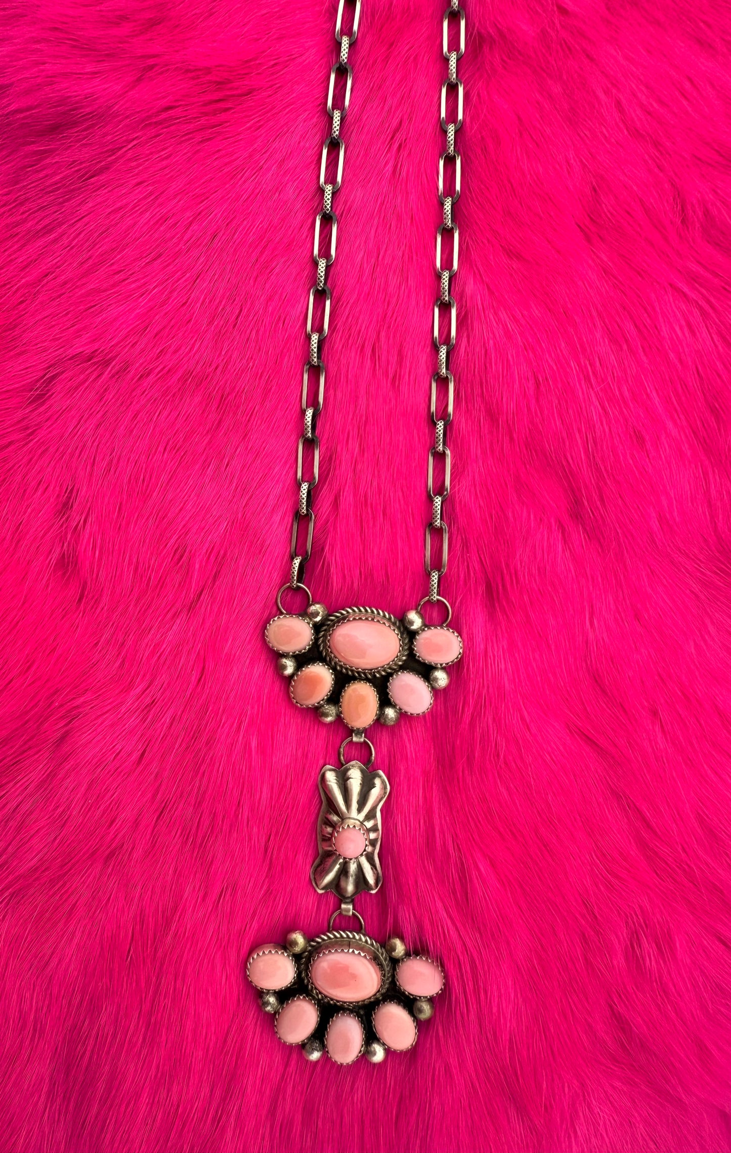 Pink Conch Double Cluster Necklace