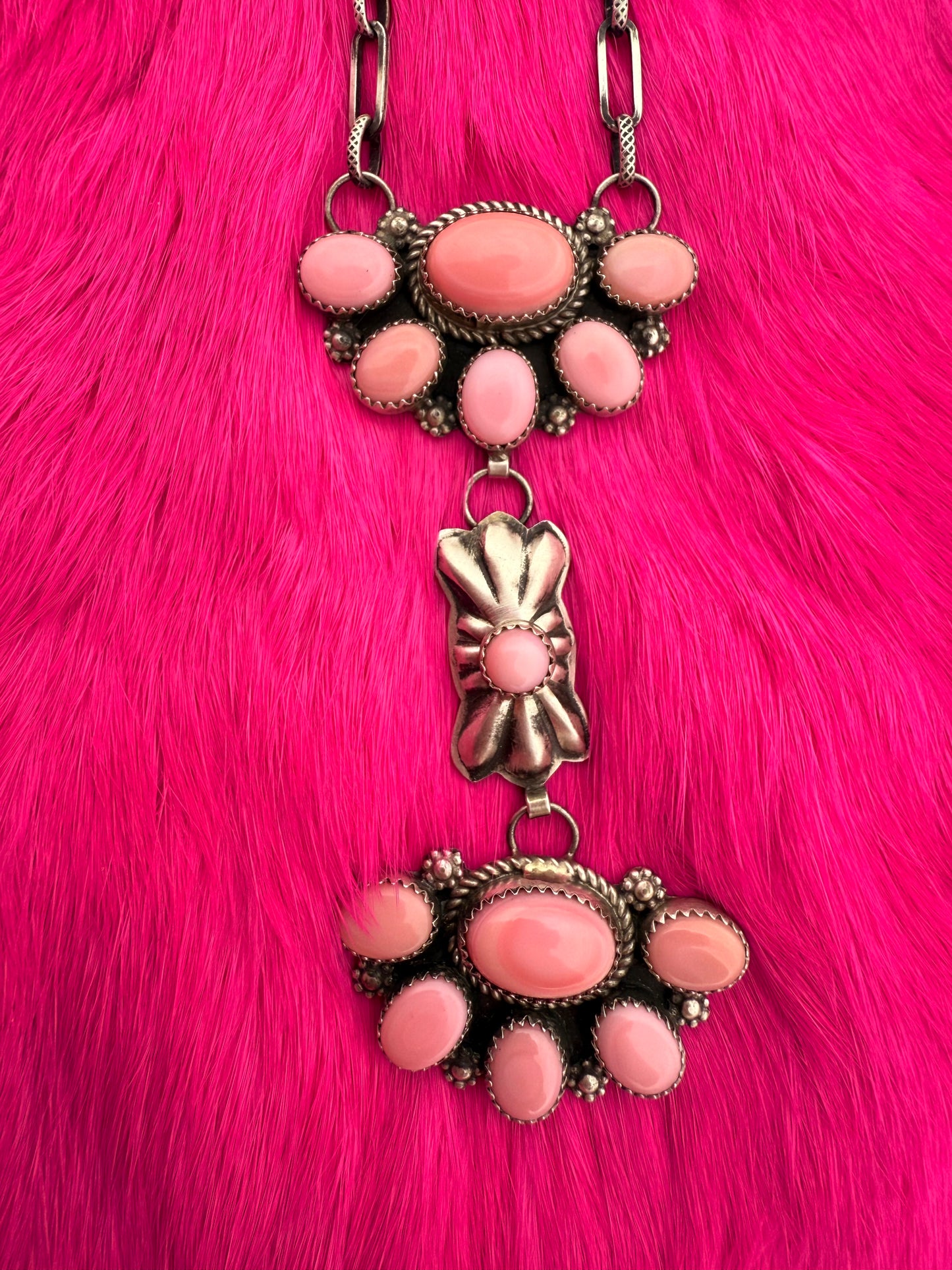 Pink Conch Double Cluster Necklace