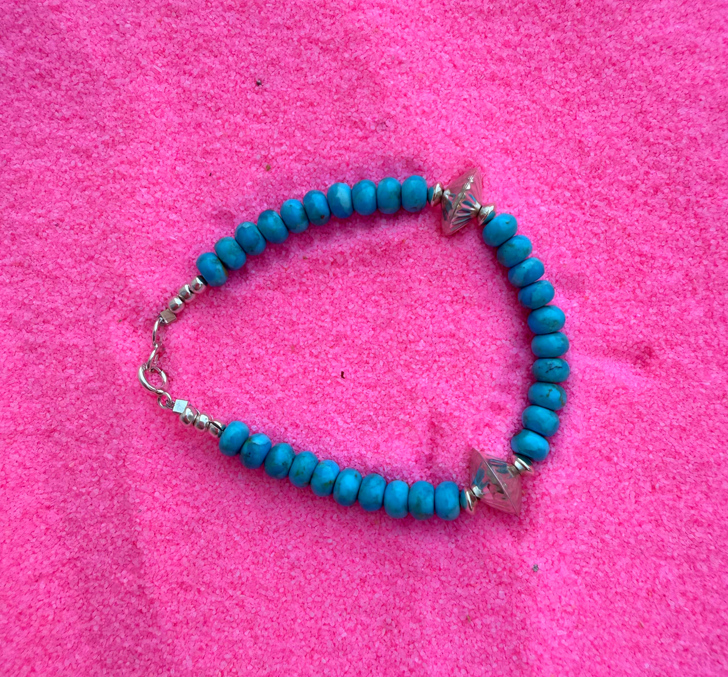 Turquoise & Silver Beaded Bracelet