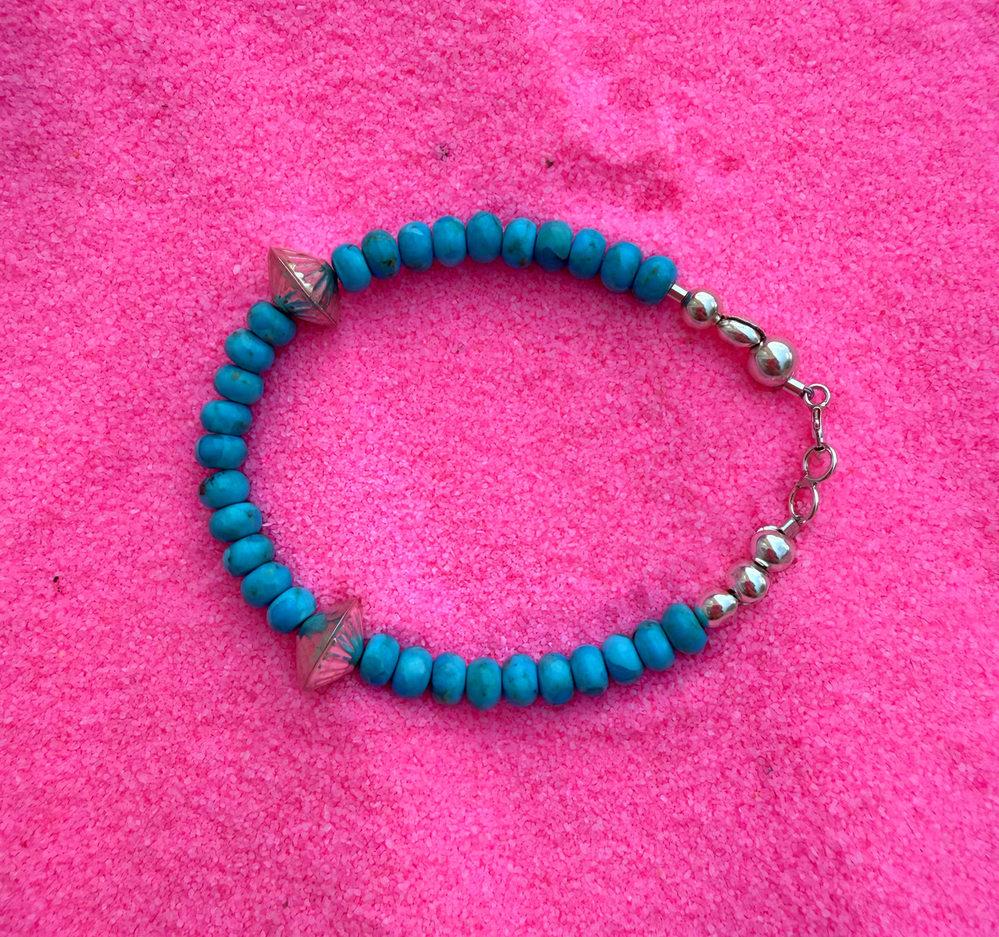 Turquoise & Silver Beaded Bracelet