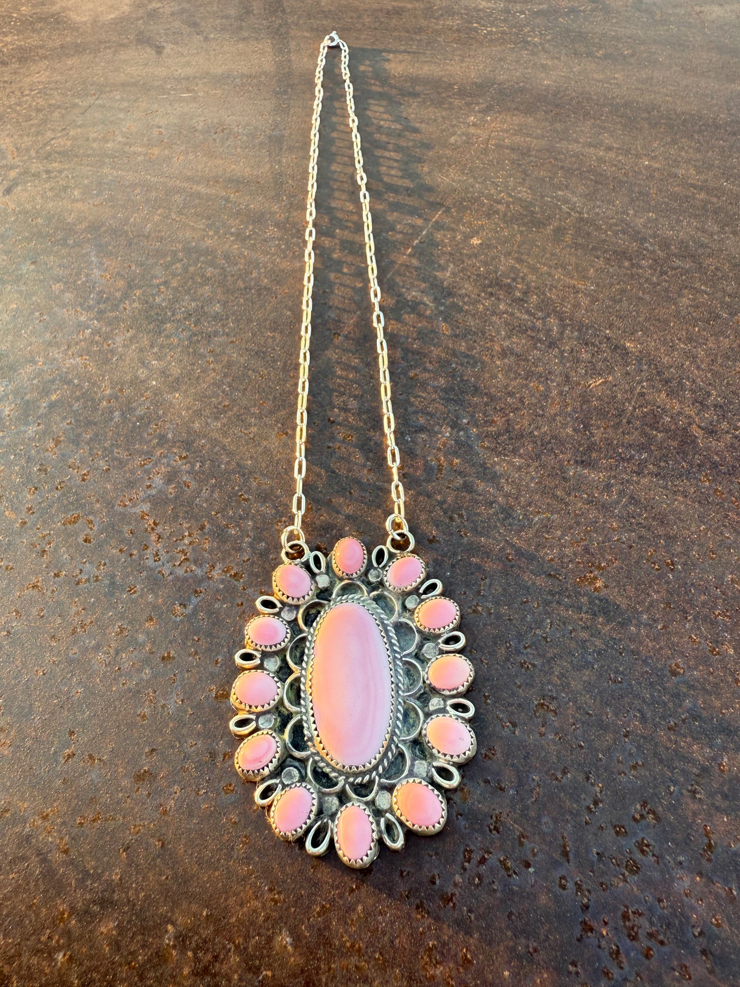 Texas Sized Pink Conch Cluster Necklace