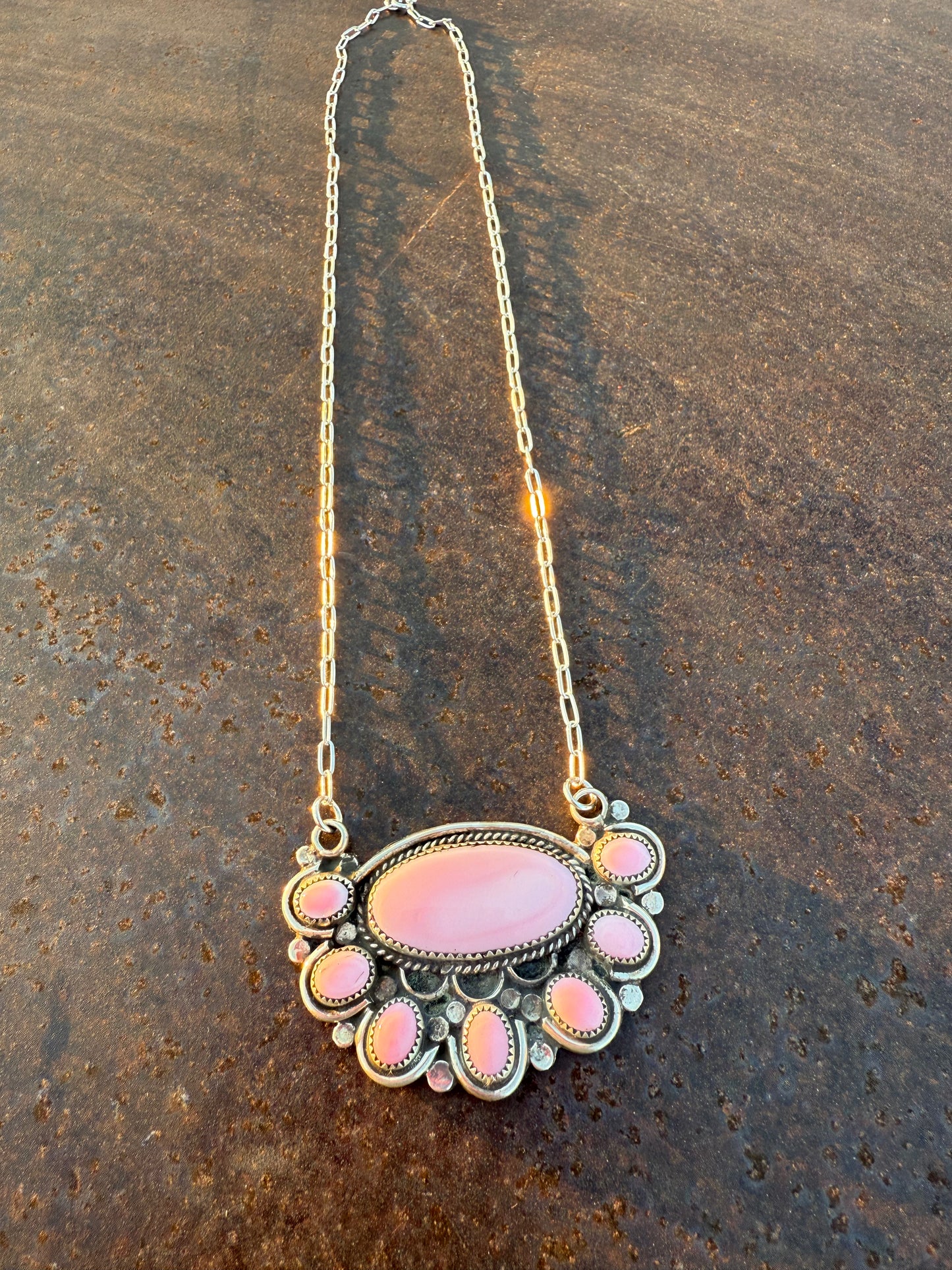 Pink Conch Half Cluster Necklace