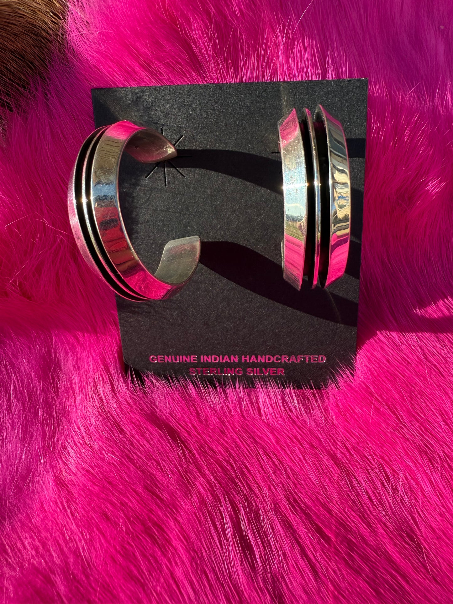 Ridged Silver Hoops
