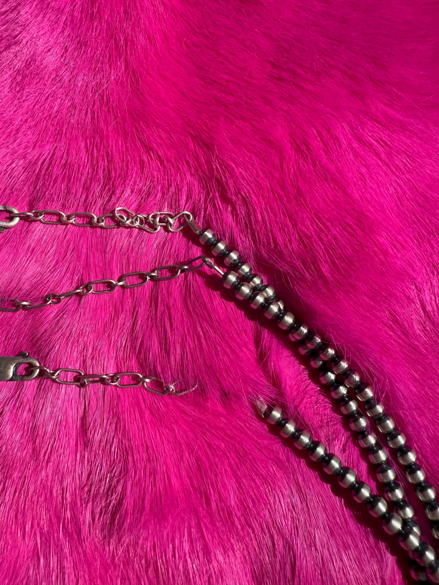 18 Graduated Silver Beaded Necklace