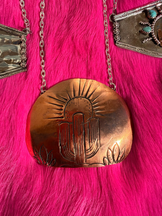 Copper cactus necklace