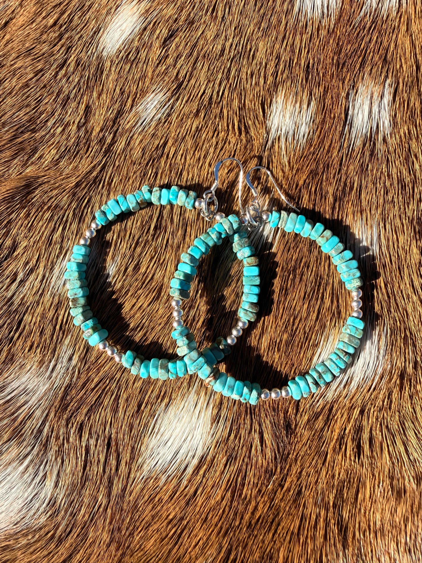 Turquoise and silver hoops