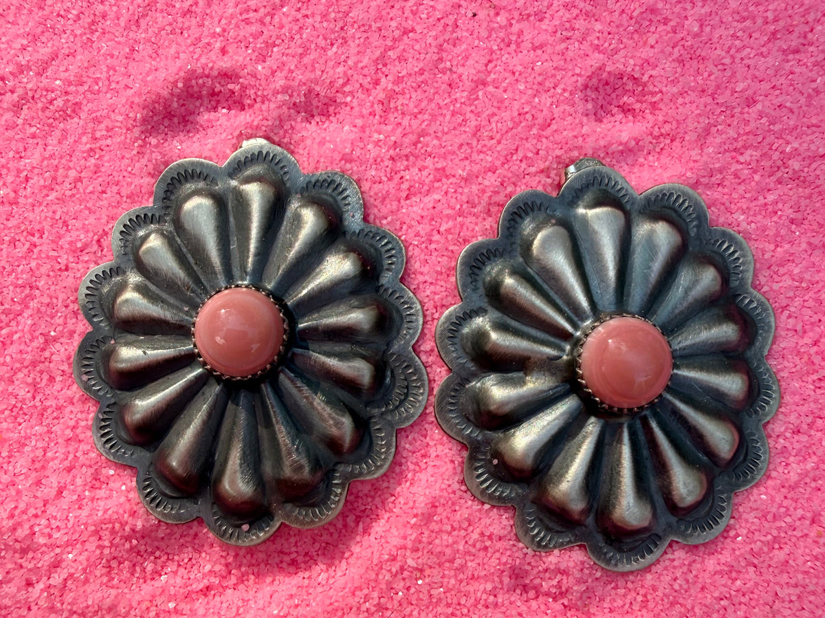 Dale Morgan Pink Conch Concho Earrings