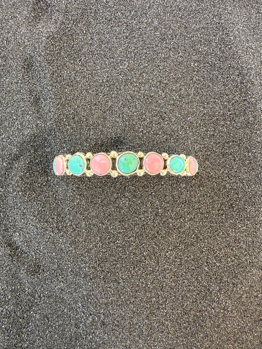 Pink Conch & Turquoise cuff