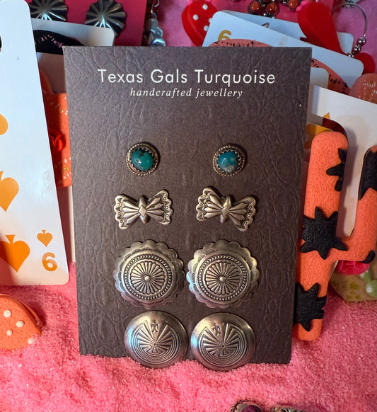 4 sets of Silver earrings.