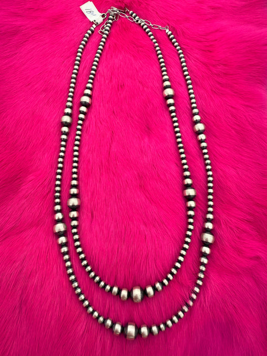 18” Graduated Silver Beaded Necklace