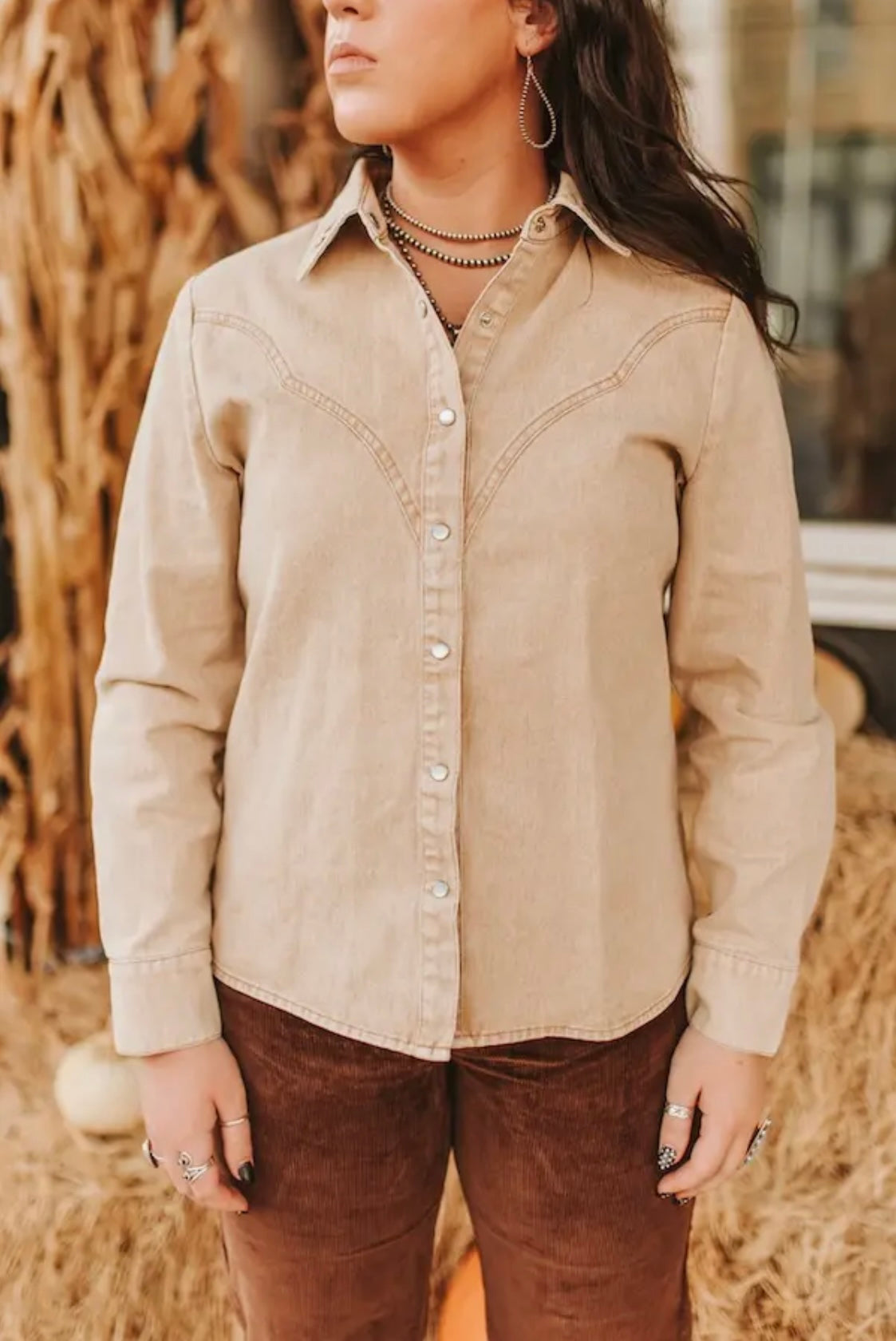 Cream Mineral Wash Button Down