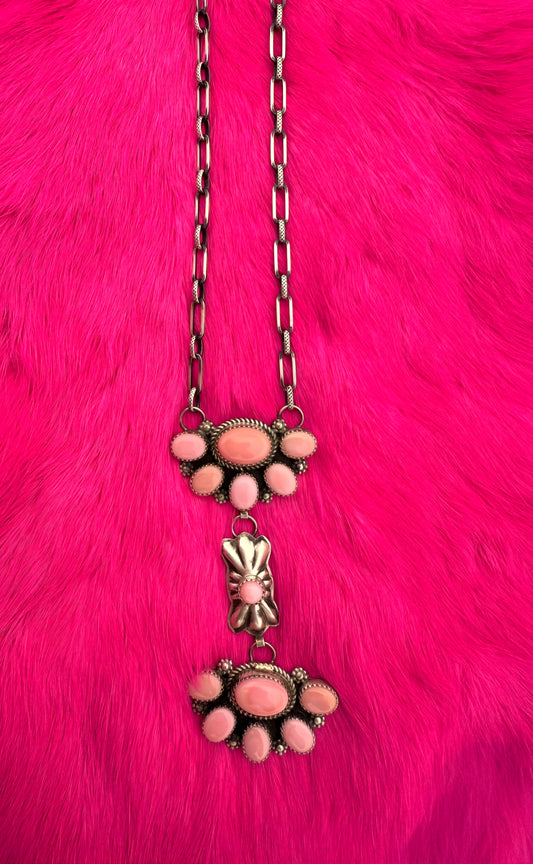 Pink Conch Double Cluster Necklace