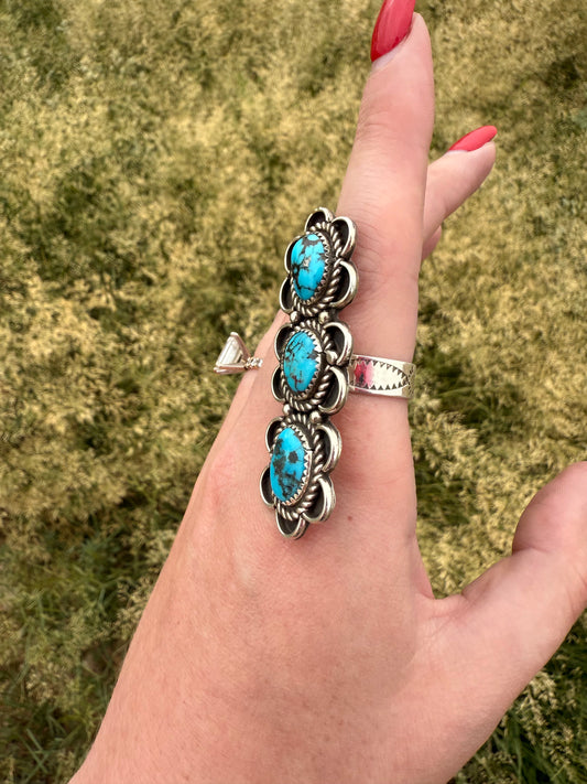 Adjustable Long Turquoise Ring