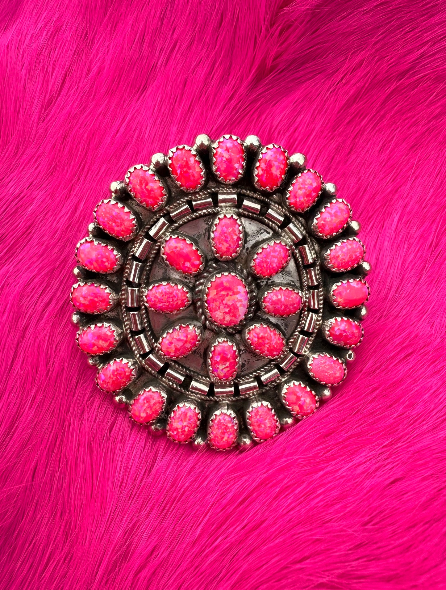 Pink Opal Adjustable Cluster Ring