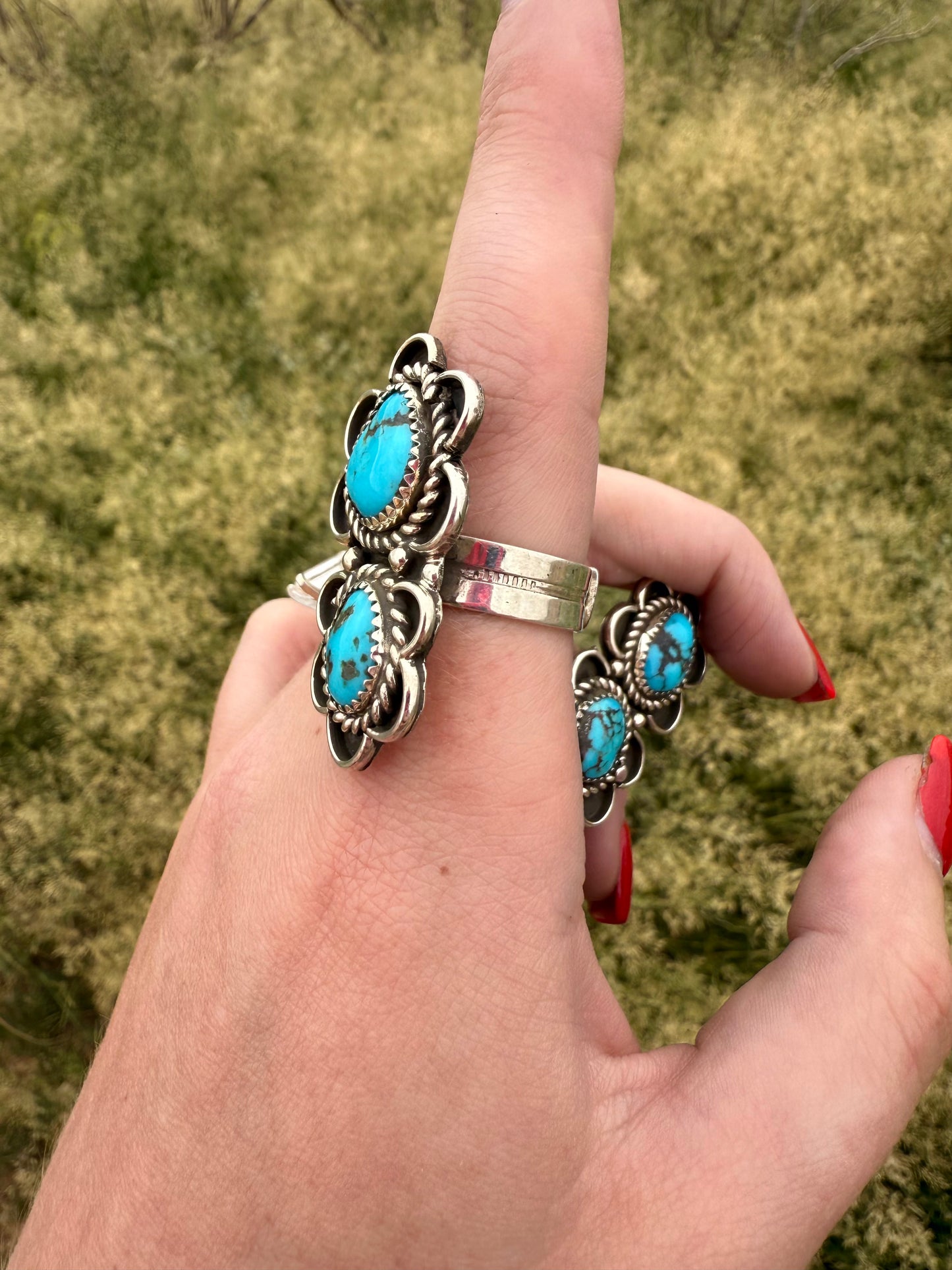Adjustable 2 stone Turquoise Ring