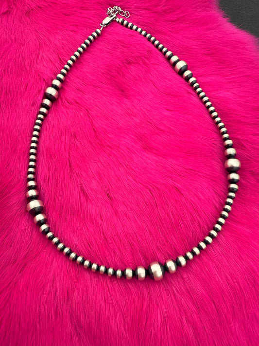 16” Graduated Silver Beaded
