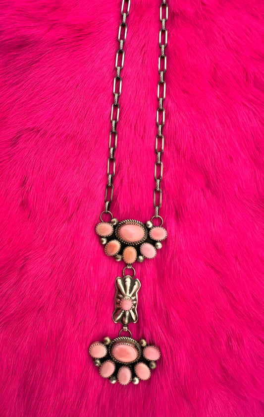 Pink Conch Double Cluster Necklace