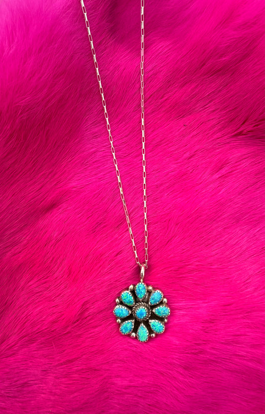 Blue opal cluster Necklace