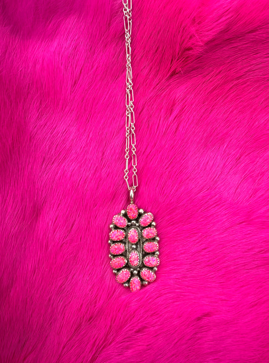 Barbie Pink Cluster Opal Necklace