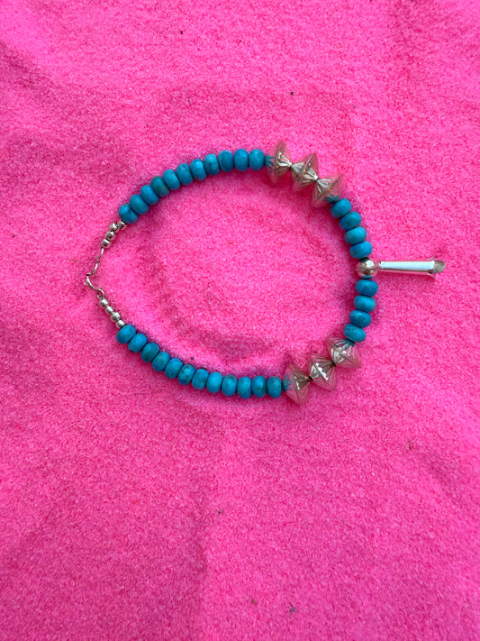 Turquoise & Blossom Beaded Bracelet
