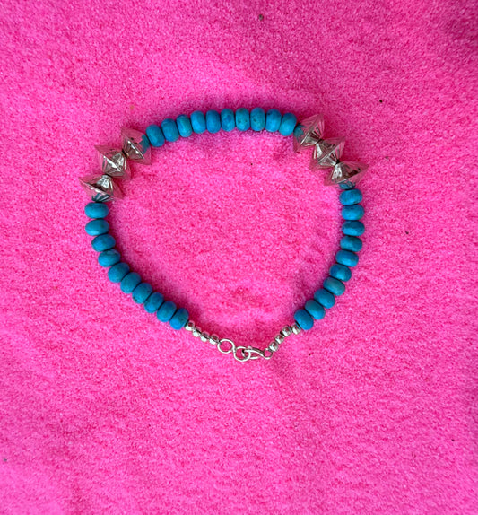 Turquoise & Silver Beaded Bracelet