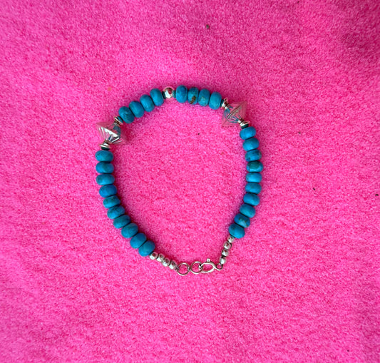 Turquoise & Silver Beaded Bracelet