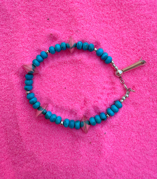 Turquoise & Blossom Beaded Bracelet