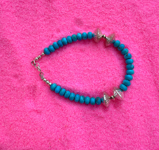Turquoise & Silver Beaded Bracelet
