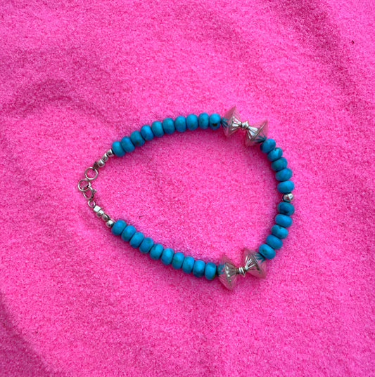 Turquoise & Silver beaded Bracelet