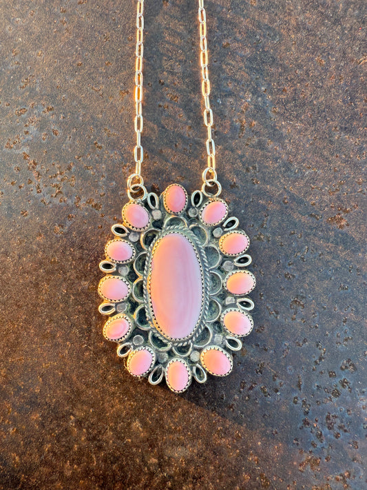 Texas Sized Pink Conch Cluster Necklace