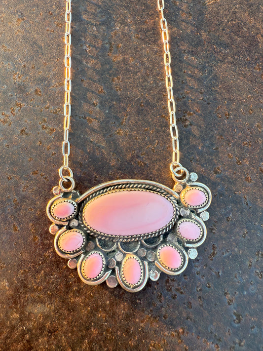 Pink Conch Half Cluster Necklace
