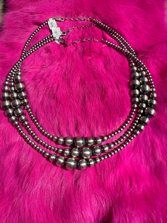 18 Graduated Silver Beaded Necklace