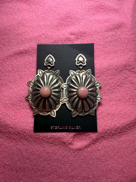Pink Conch Concho Earrings