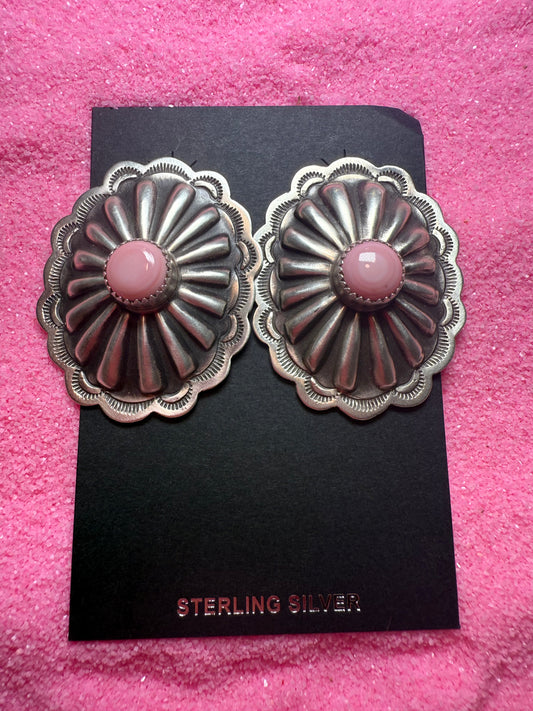 Pink Conch Concho Earrings