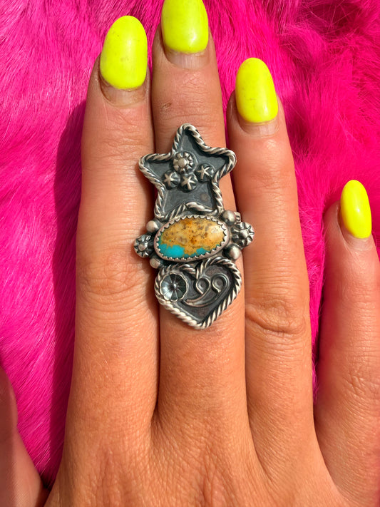 Star and heart ring size 8