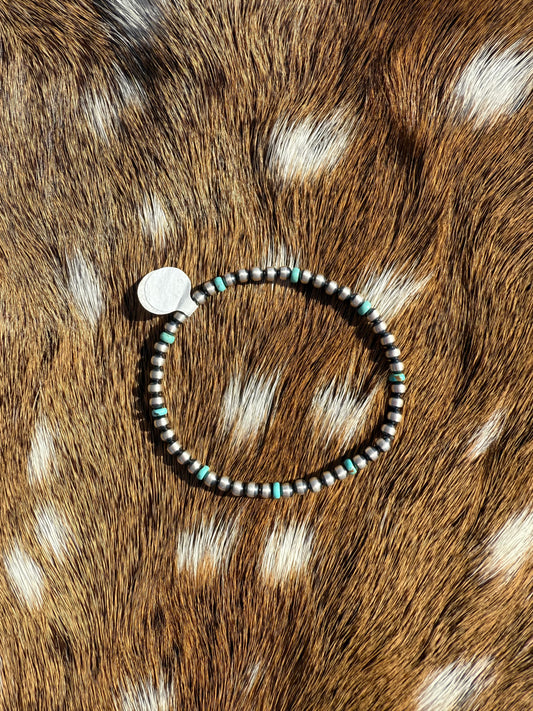 2MM Silver & Turquoise Stretch Bracelet