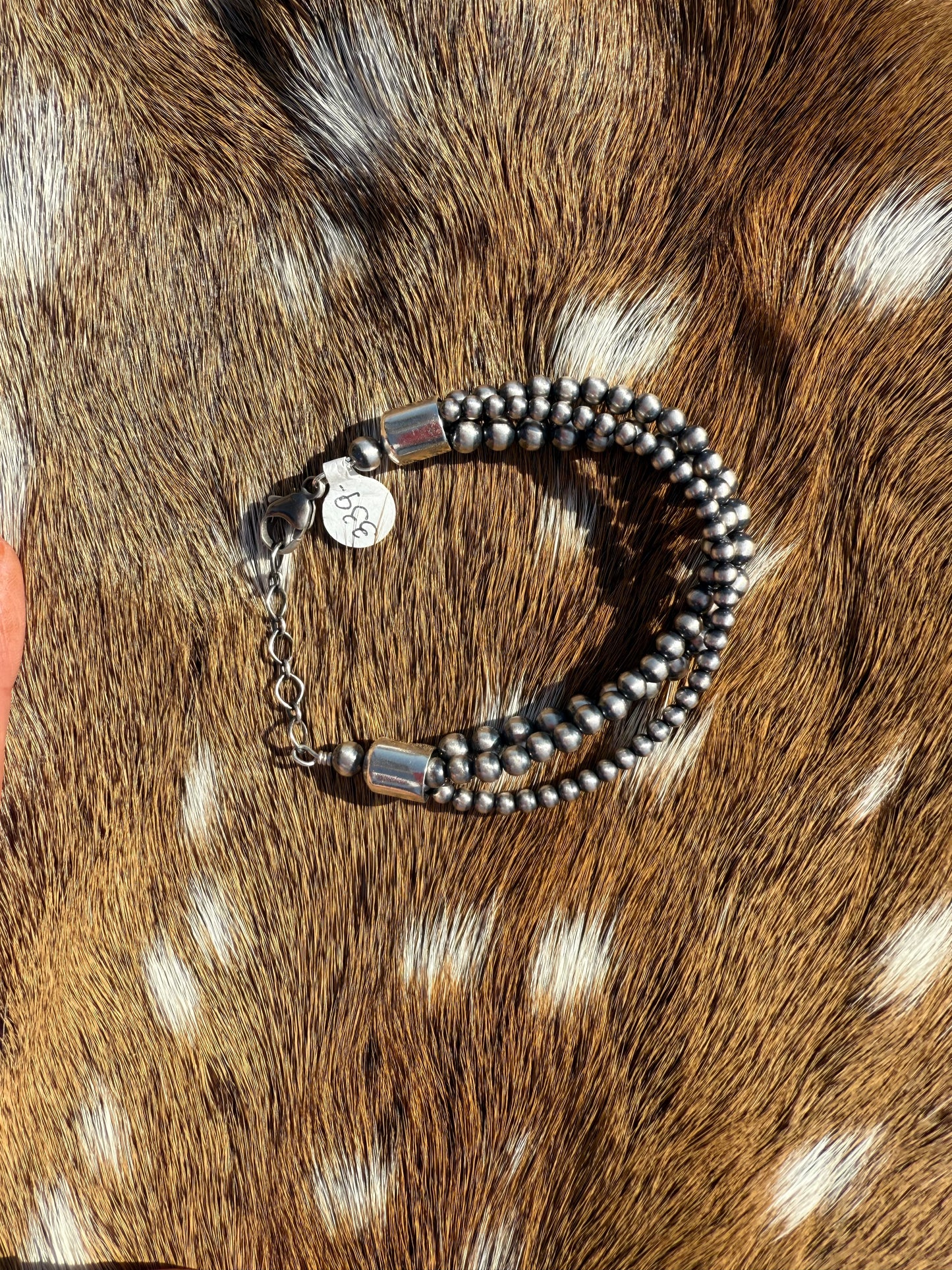 3 Strand Silver Beaded Bracelet