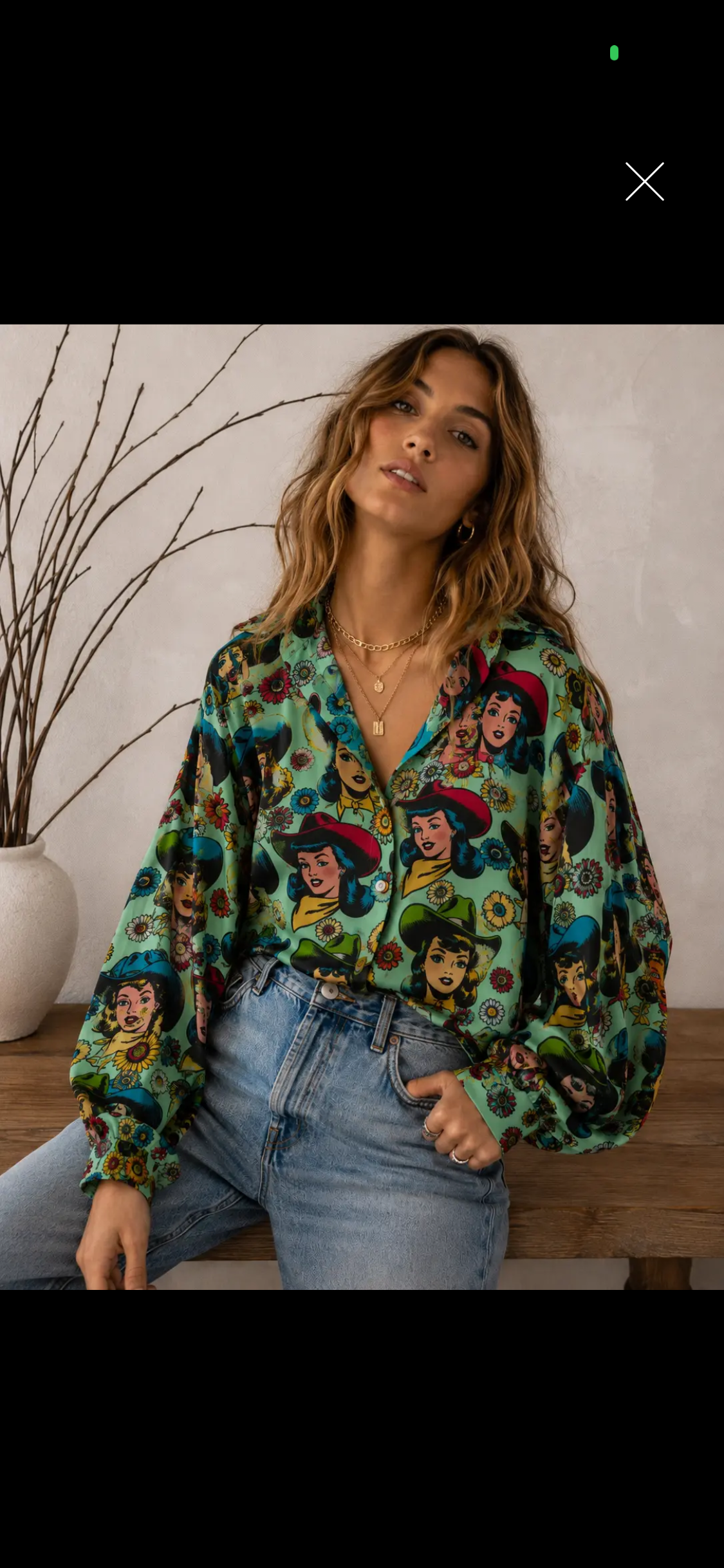 Texas Hold ‘em Retro Cosmic Cowgirl button up